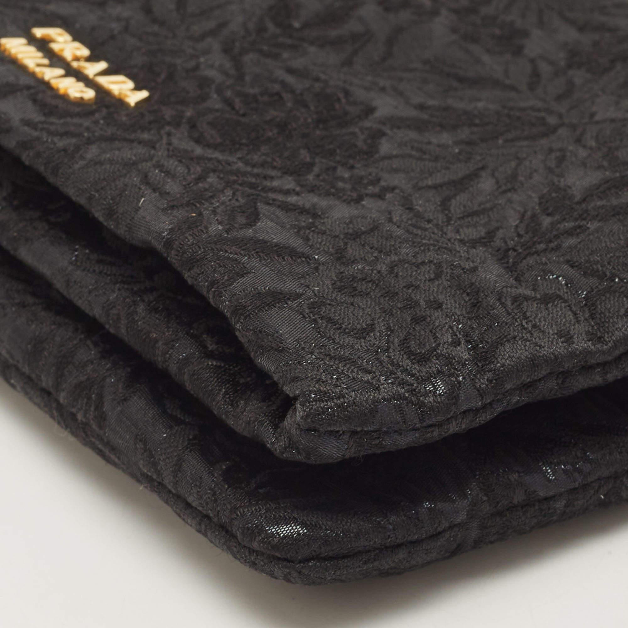 Prada Black Wool Foldover Clutch 5