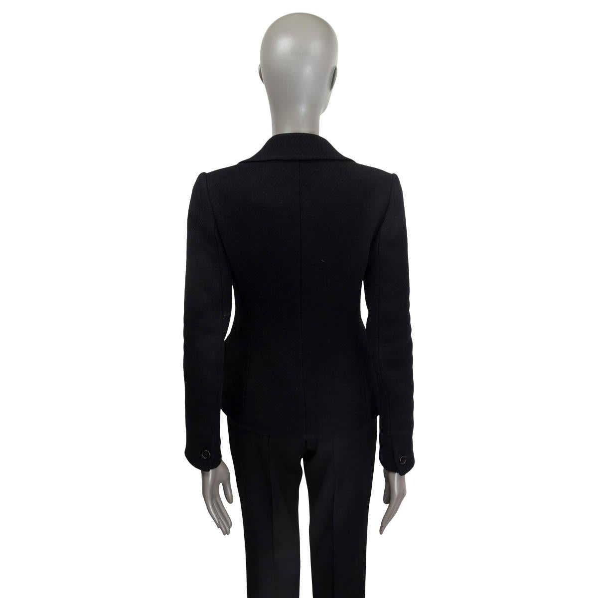 Black PRADA black wool FUR POCKET CLASSIC Blazer Jacket 42 M For Sale
