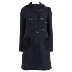 PRADA schwarzer Wollmantel FUR POCKETS DUFFLE Coat, 42 M