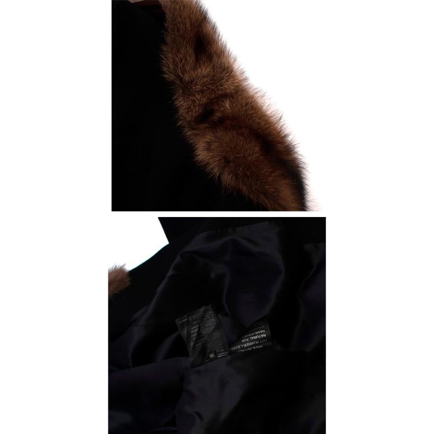 Prada Black Wool Overcoat With Fur Collar - Size US 0 1