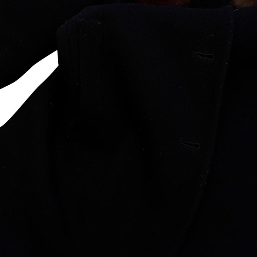 Prada Black Wool Overcoat With Fur Collar - Size US 0 3