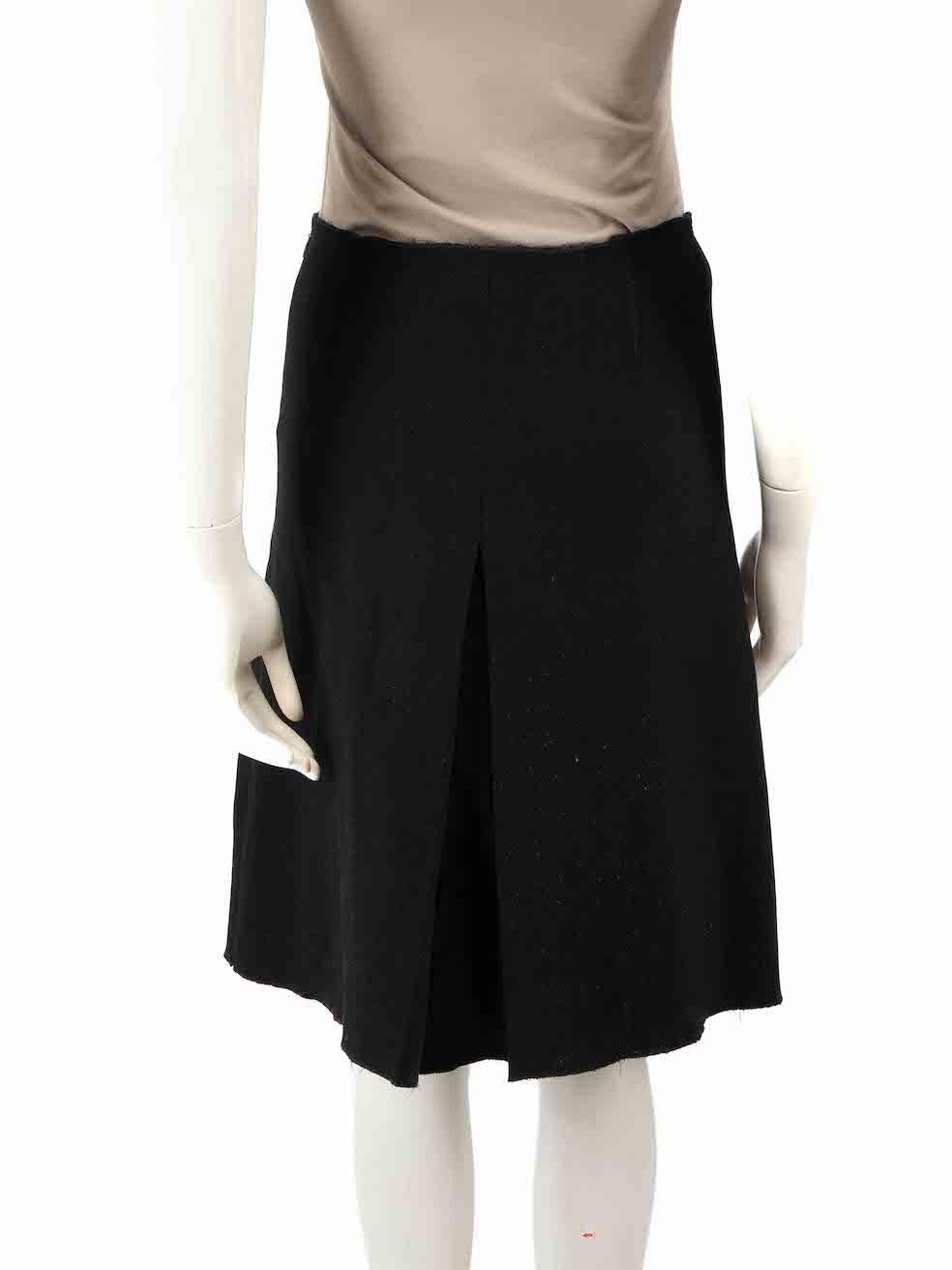 Prada Black Wool Pleat Knee Length Skirt Size XS In Good Condition For Sale In London, GB