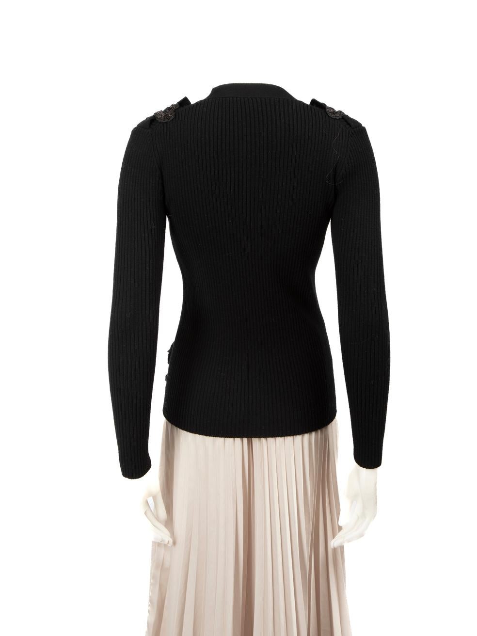Prada Black Wool Sequinned Shoulder Cardigan Size XS In Good Condition For Sale In London, GB
