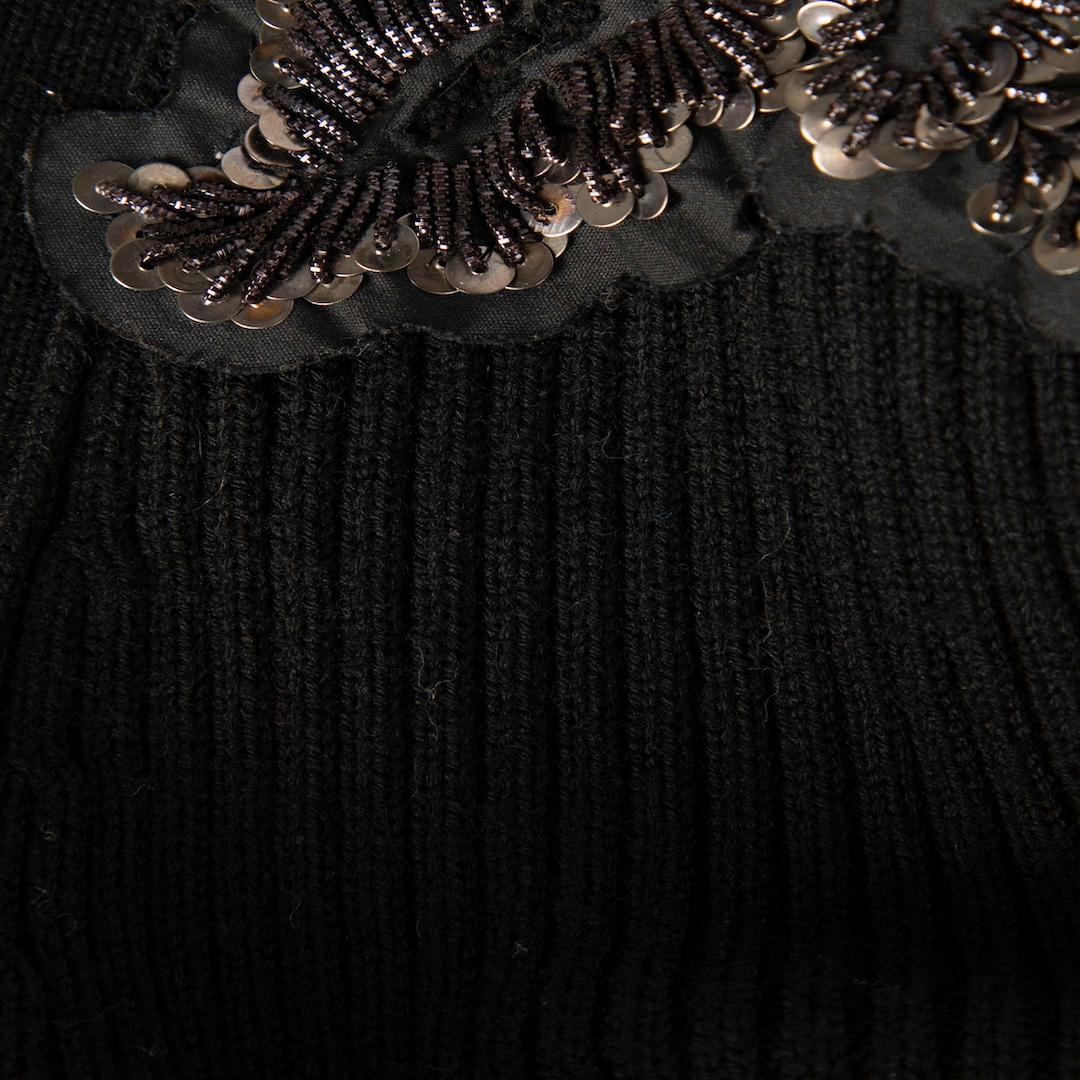 Women's Prada Black Wool Sequinned Shoulder Cardigan Size XS For Sale