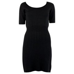 PRADA black wool Short Sleeve KNIT Dress 42