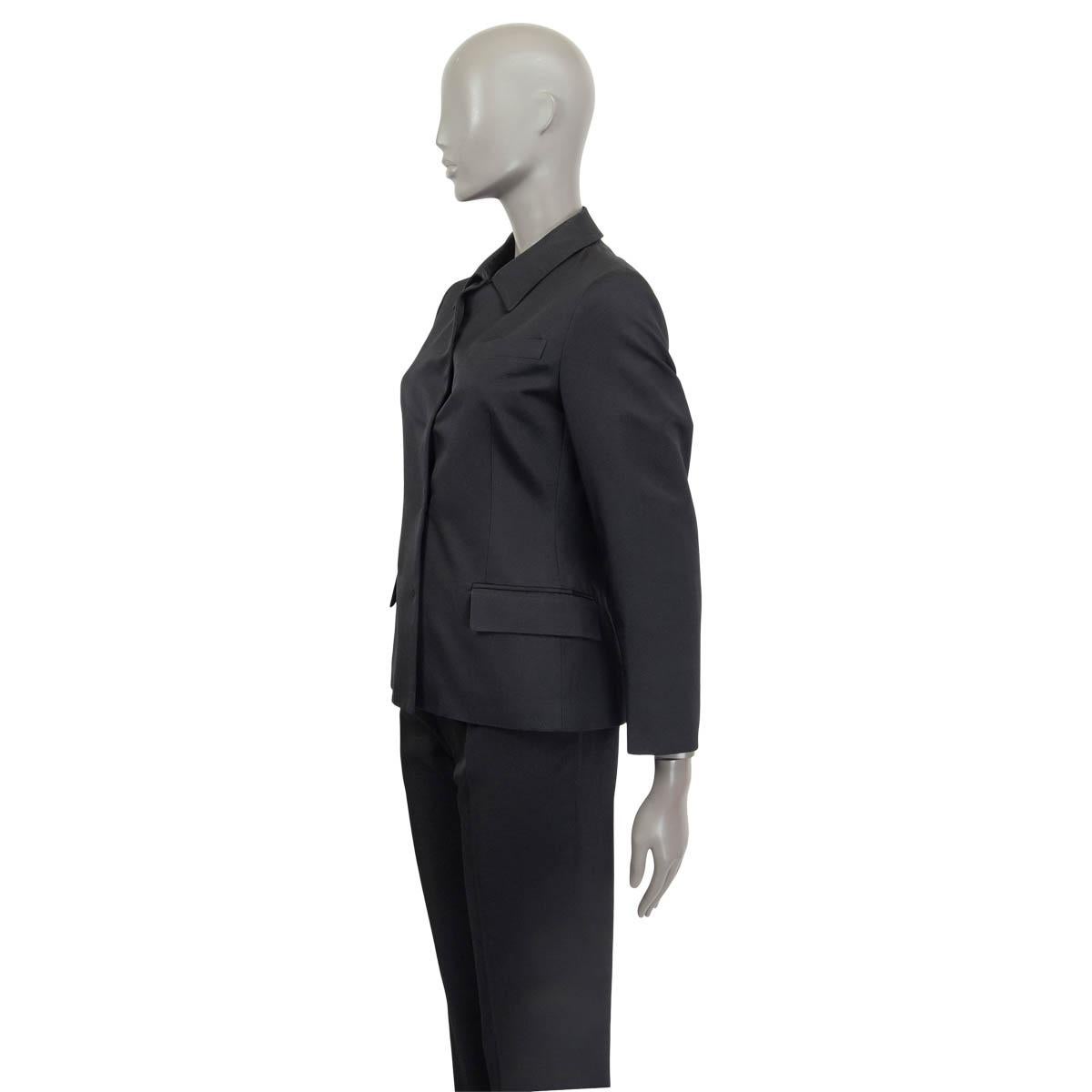 Black PRADA black wool & silk Blazer Jacket 42 M For Sale
