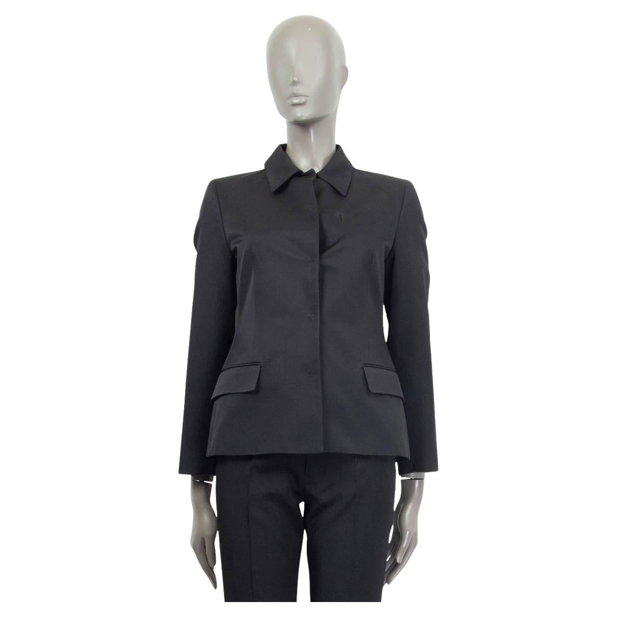 PRADA black wool & silk Blazer Jacket 42 M For Sale