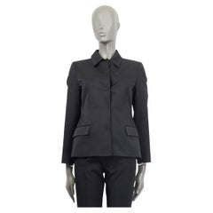 PRADA black wool & silk Blazer Jacket 42 M