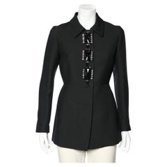 Prada Black Wool & Silk Embellished Detail Button Front Jacket M