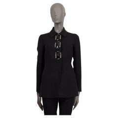 PRADA black wool & silk EMBELLISHED Jacket 38 XS