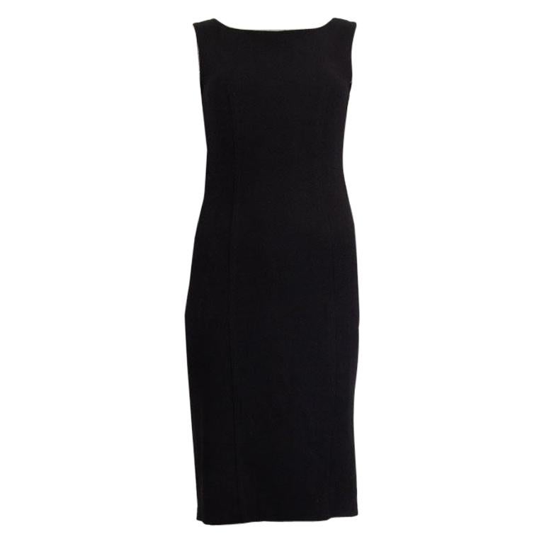 PRADA black wool Sleeveless Sheath Dress 42 M