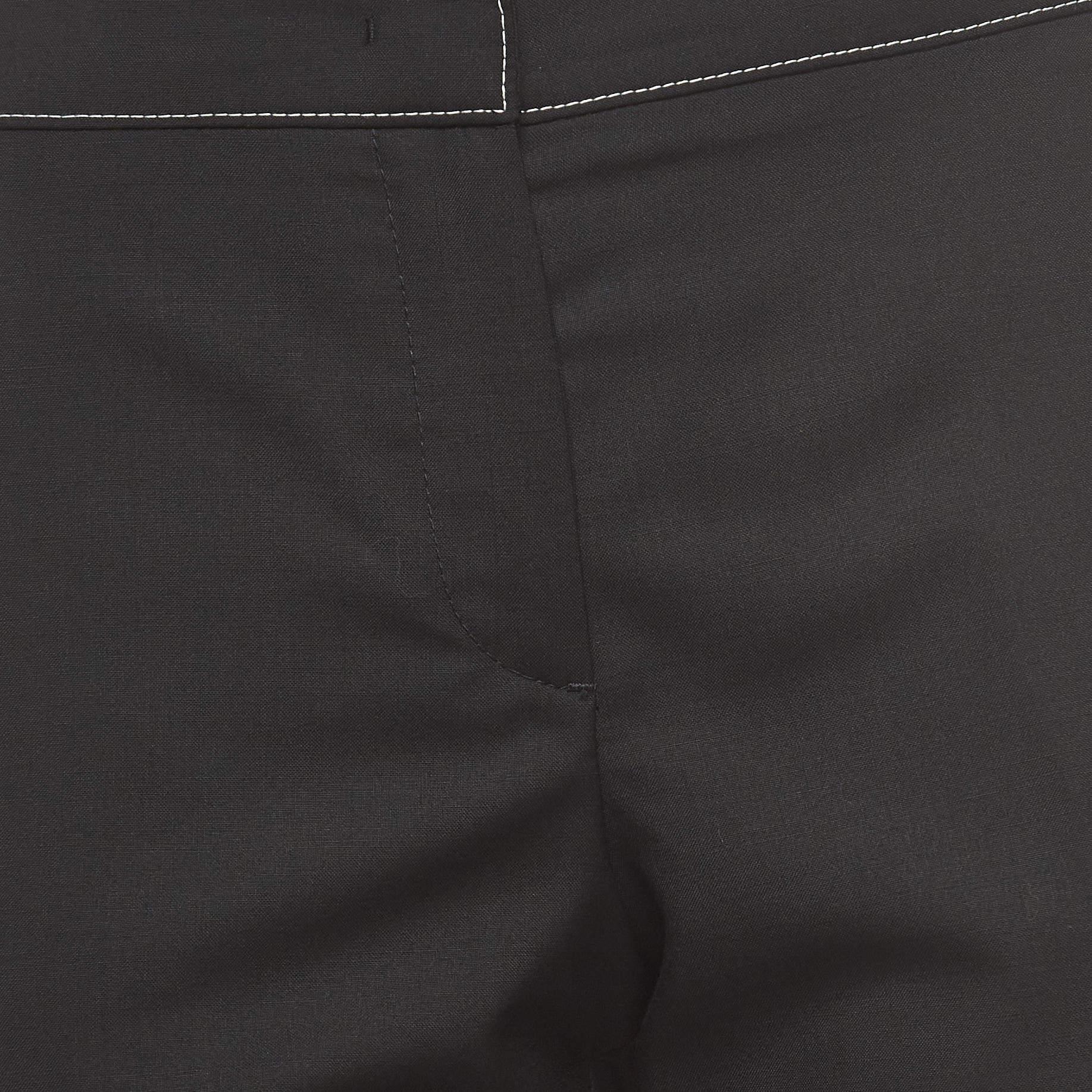 Prada Black Wool Slim Fit Formal Trousers S For Sale 2