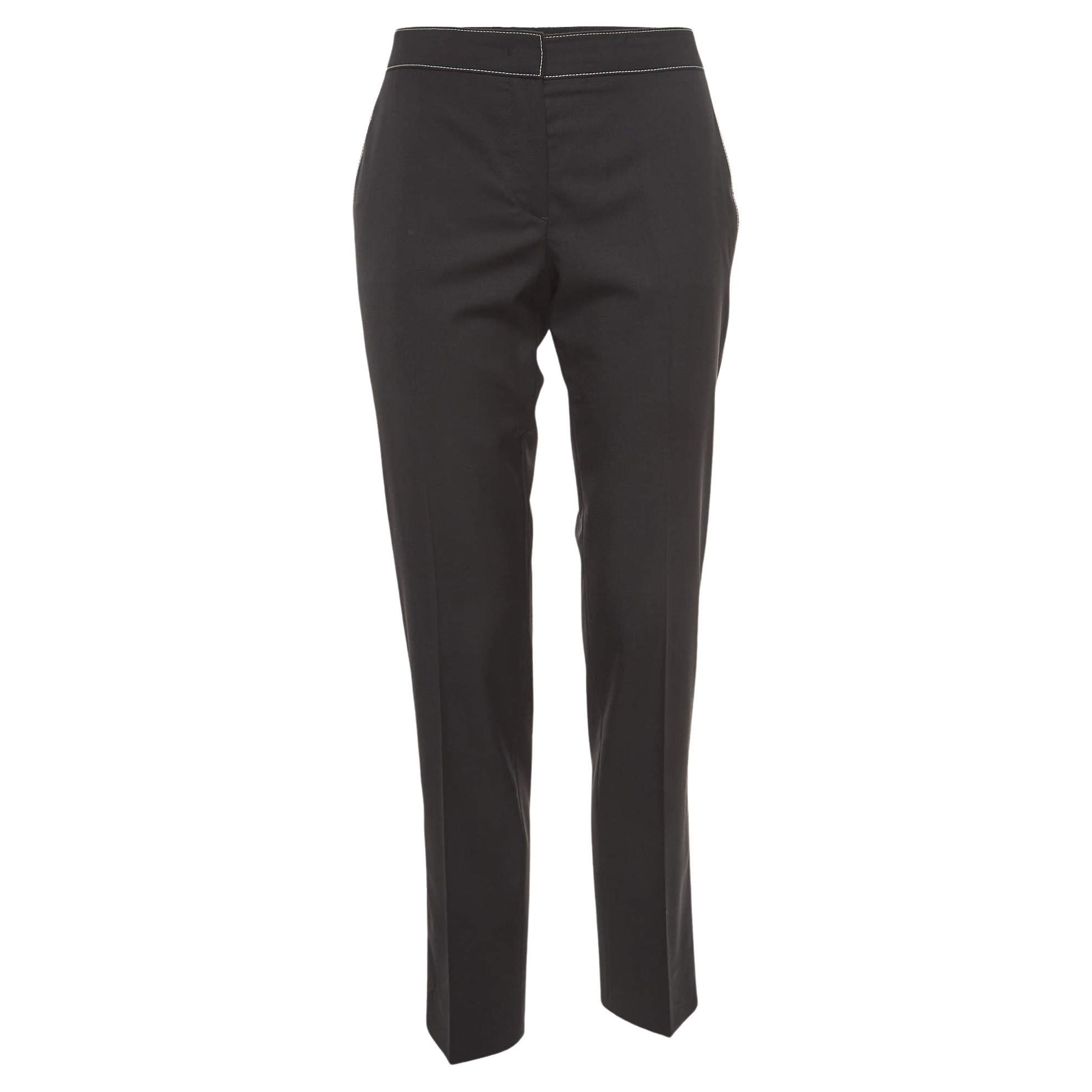 Prada Black Wool Slim Fit Formal Trousers S For Sale