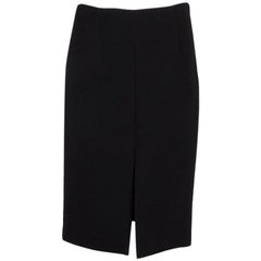 PRADA black wool SLIT Knee Length Skirt 40 S