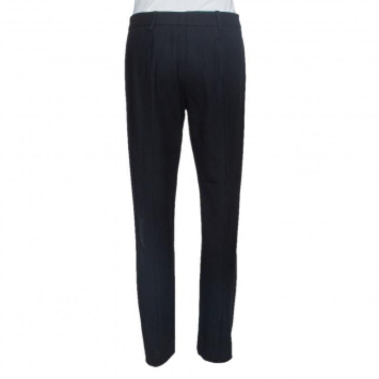 Women's Prada Black Wool Tapered Trousers M For Sale
