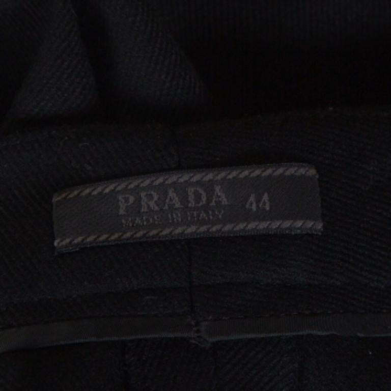 Prada Black Wool Tapered Trousers M For Sale 1