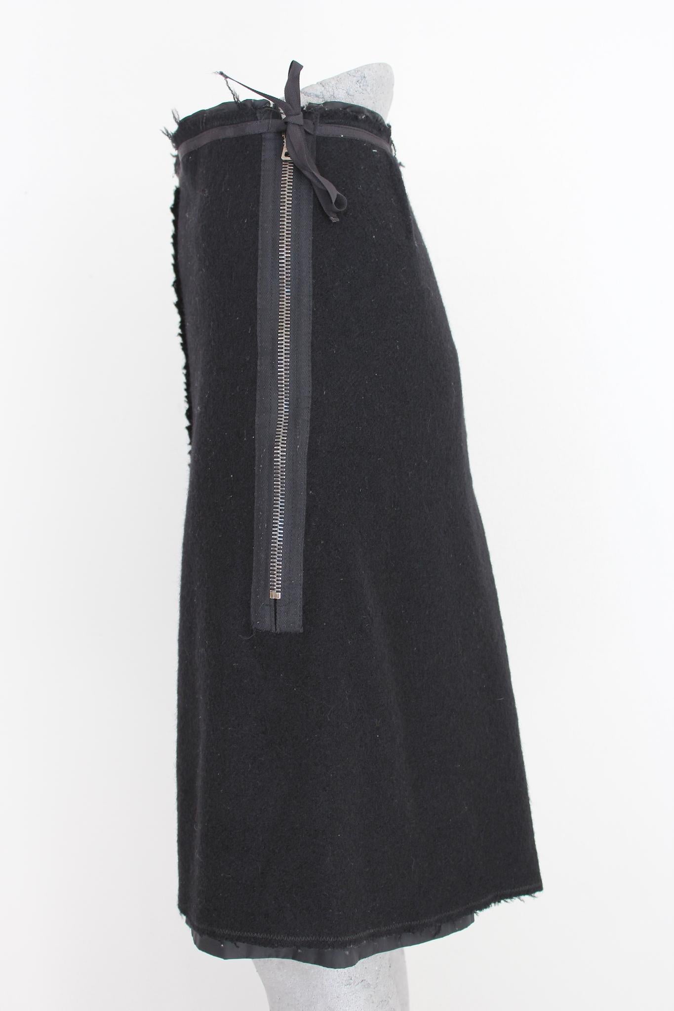 Women's Prada Black Wool Vintage Flared Skirt