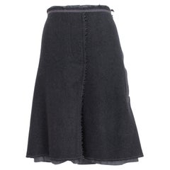 Prada Black Wool Vintage Flared Skirt