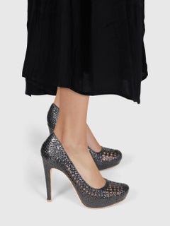 Prada Black Woven Leather Russell Pumps Size IT 40
