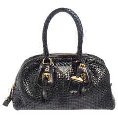 Prada Black Woven Leather Satchel