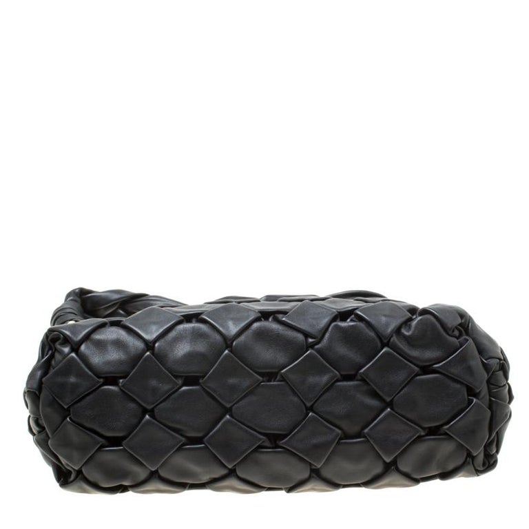 Prada Black Woven Nappa B Leather Shoulder Bag For Sale at 1stDibs