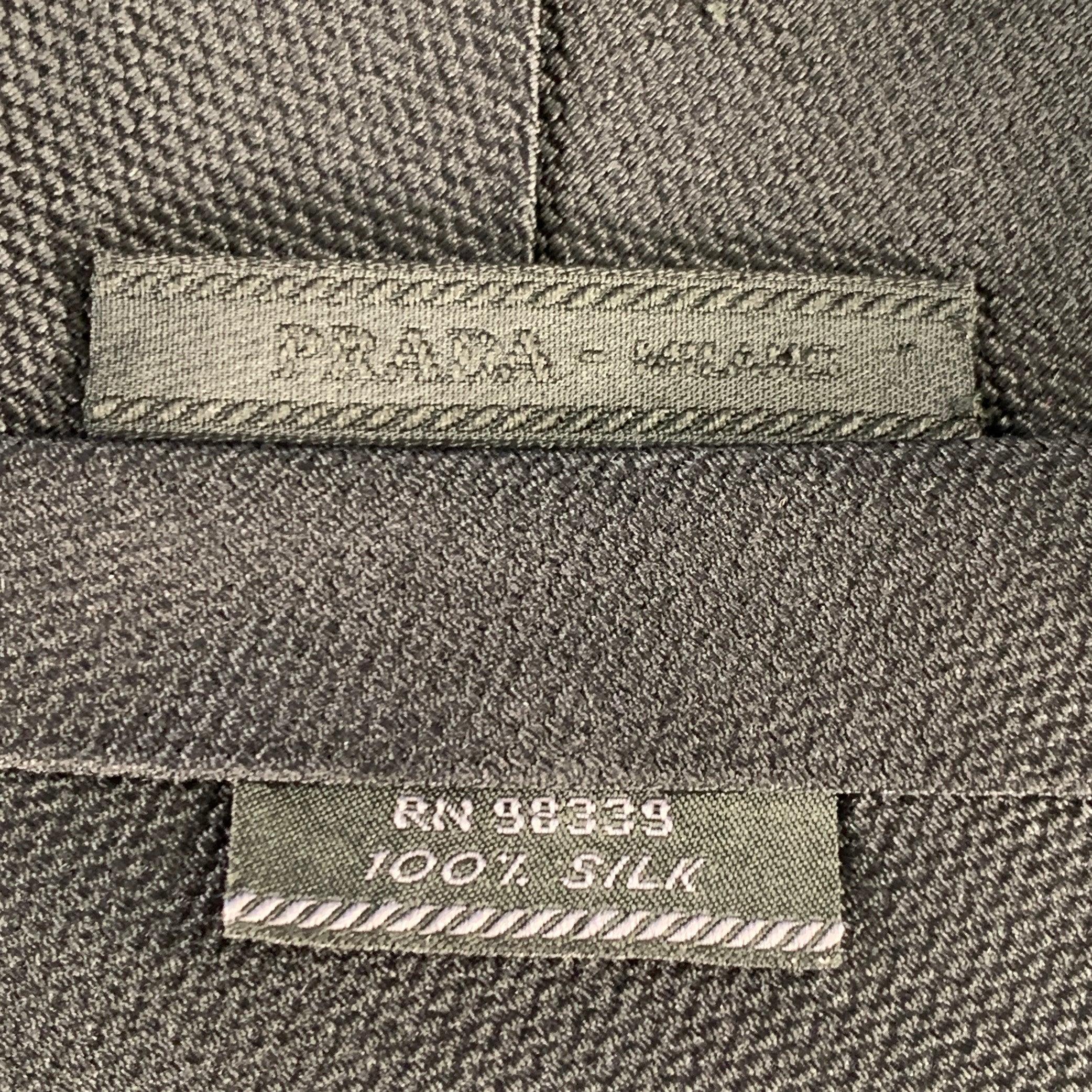 PRADA Black Woven Silk Tie In Good Condition In San Francisco, CA