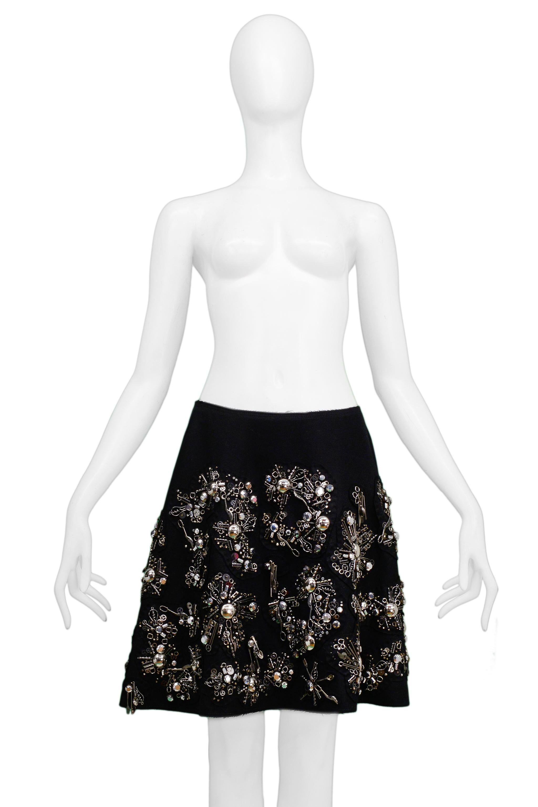 Prada Black Wrap Skirt With Silverware Charms 2006 In Excellent Condition For Sale In Los Angeles, CA