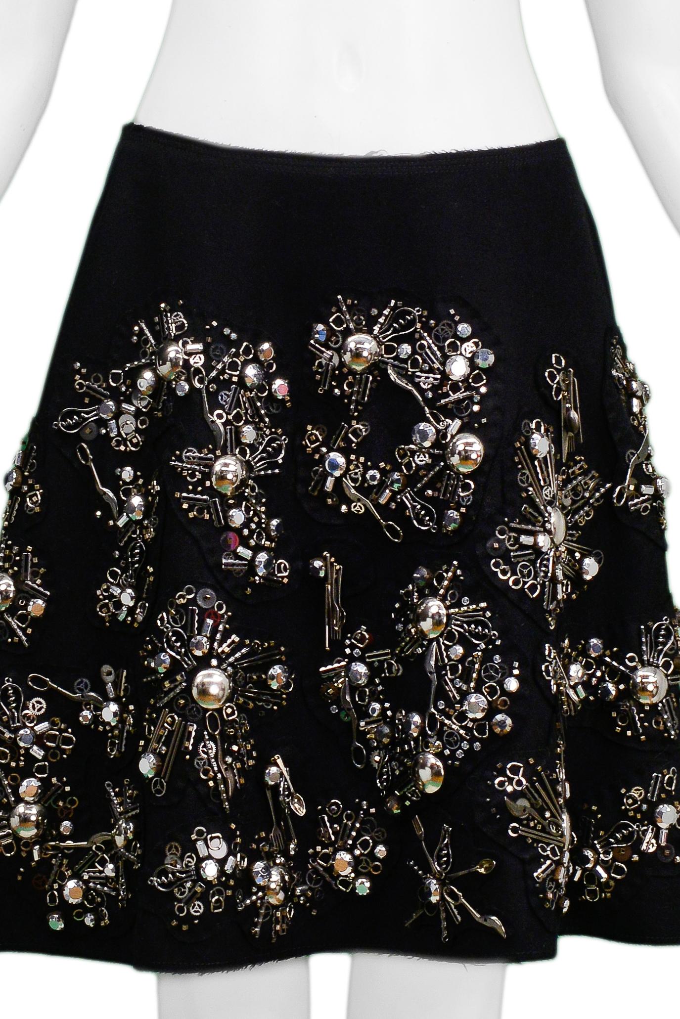 Women's Prada Black Wrap Skirt With Silverware Charms 2006 For Sale