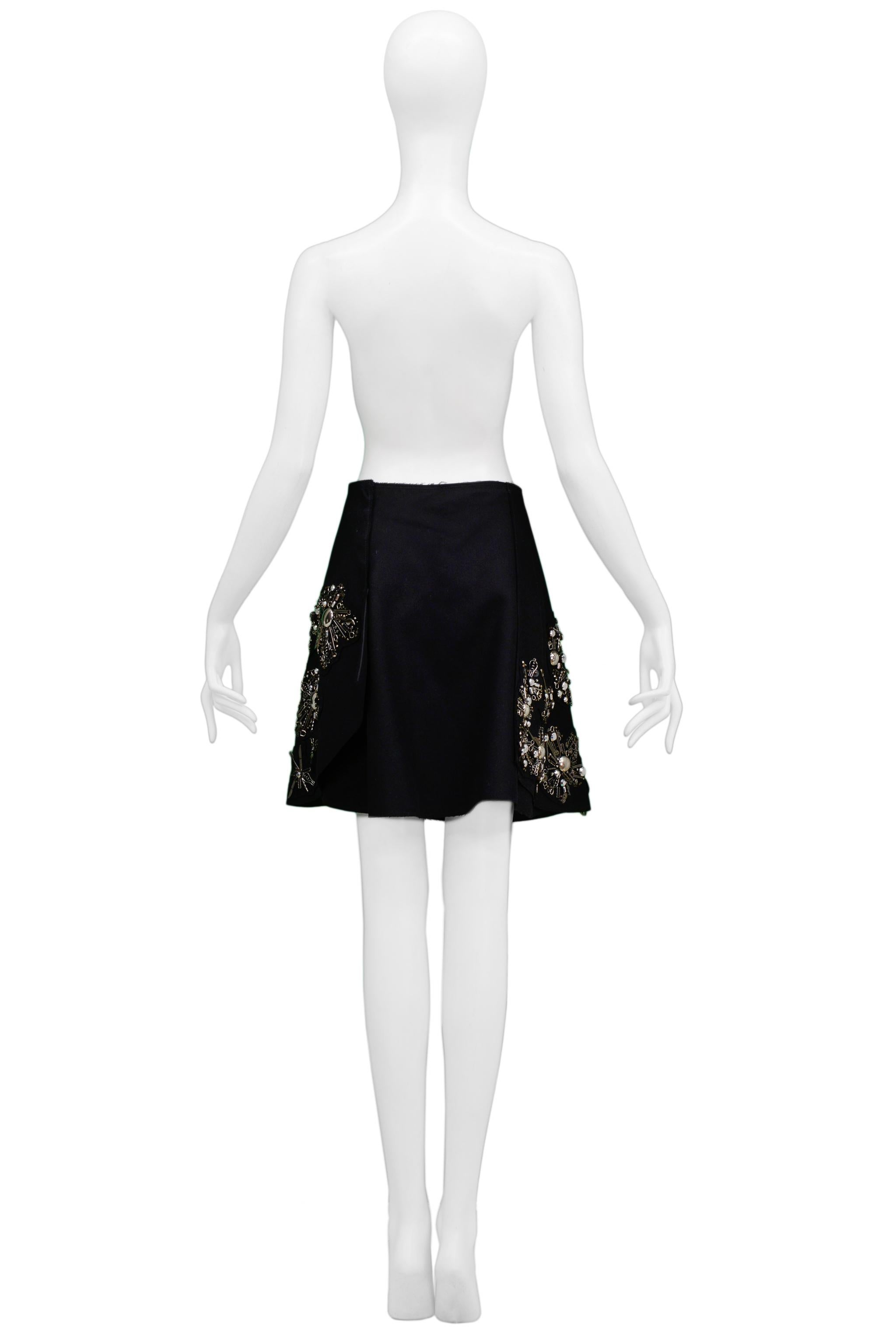 Prada Black Wrap Skirt With Silverware Charms 2006 For Sale 2