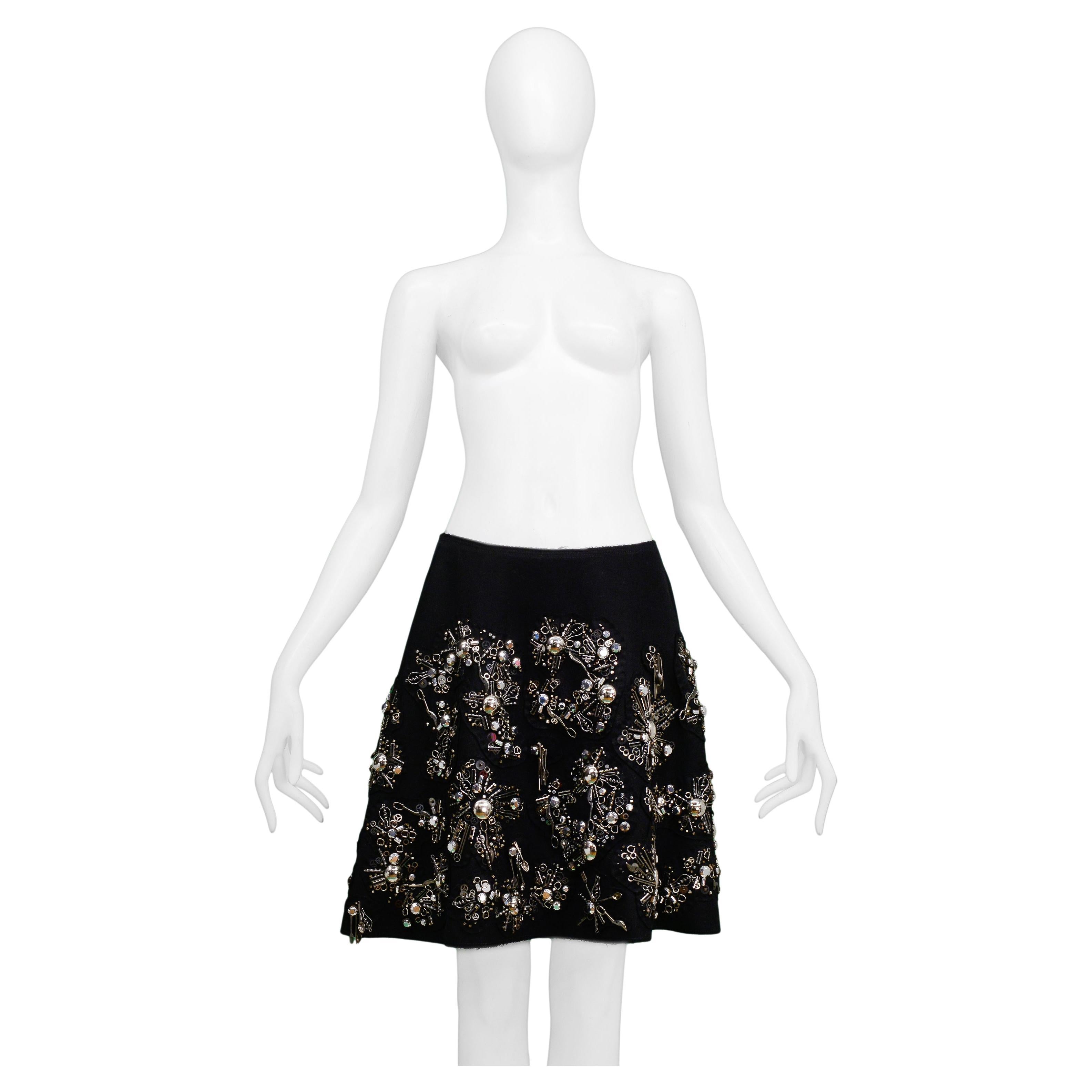 Prada Black Wrap Skirt With Silverware Charms 2006 For Sale