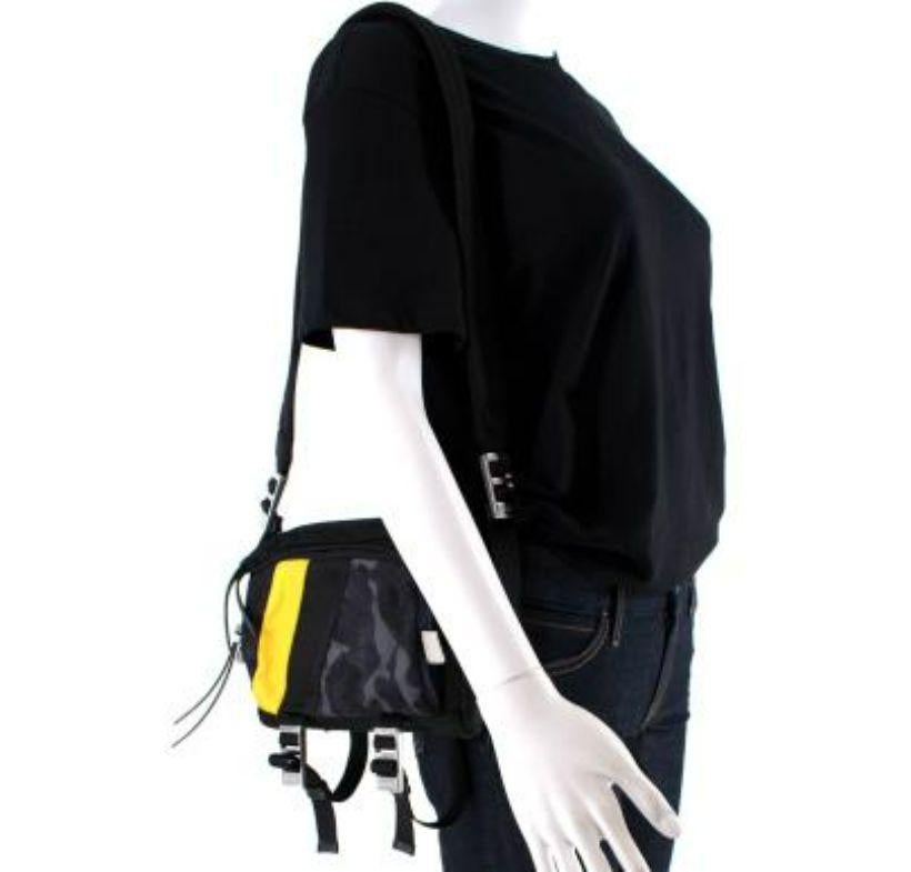 Prada Black, Yellow & Camo Nylon Bandolier Camera Bag In Good Condition For Sale In London, GB