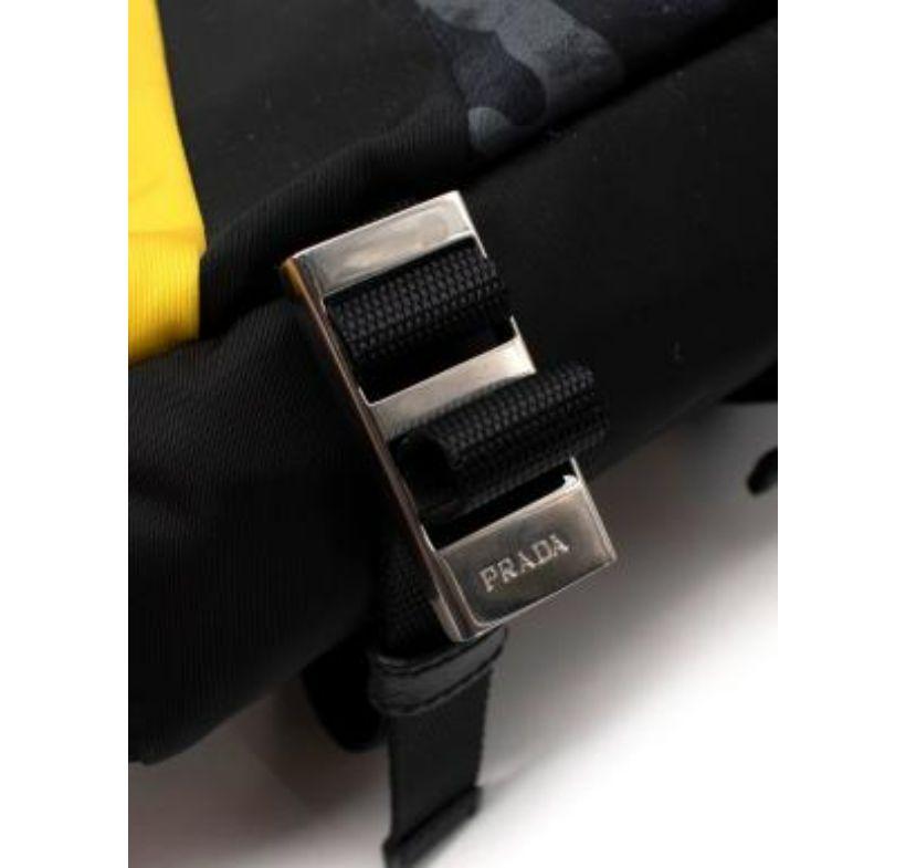 Prada Black, Yellow & Camo Nylon Bandolier Camera Bag For Sale 1