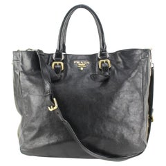 Prada Black Zip Around Tote Bag 2way 1PR61a