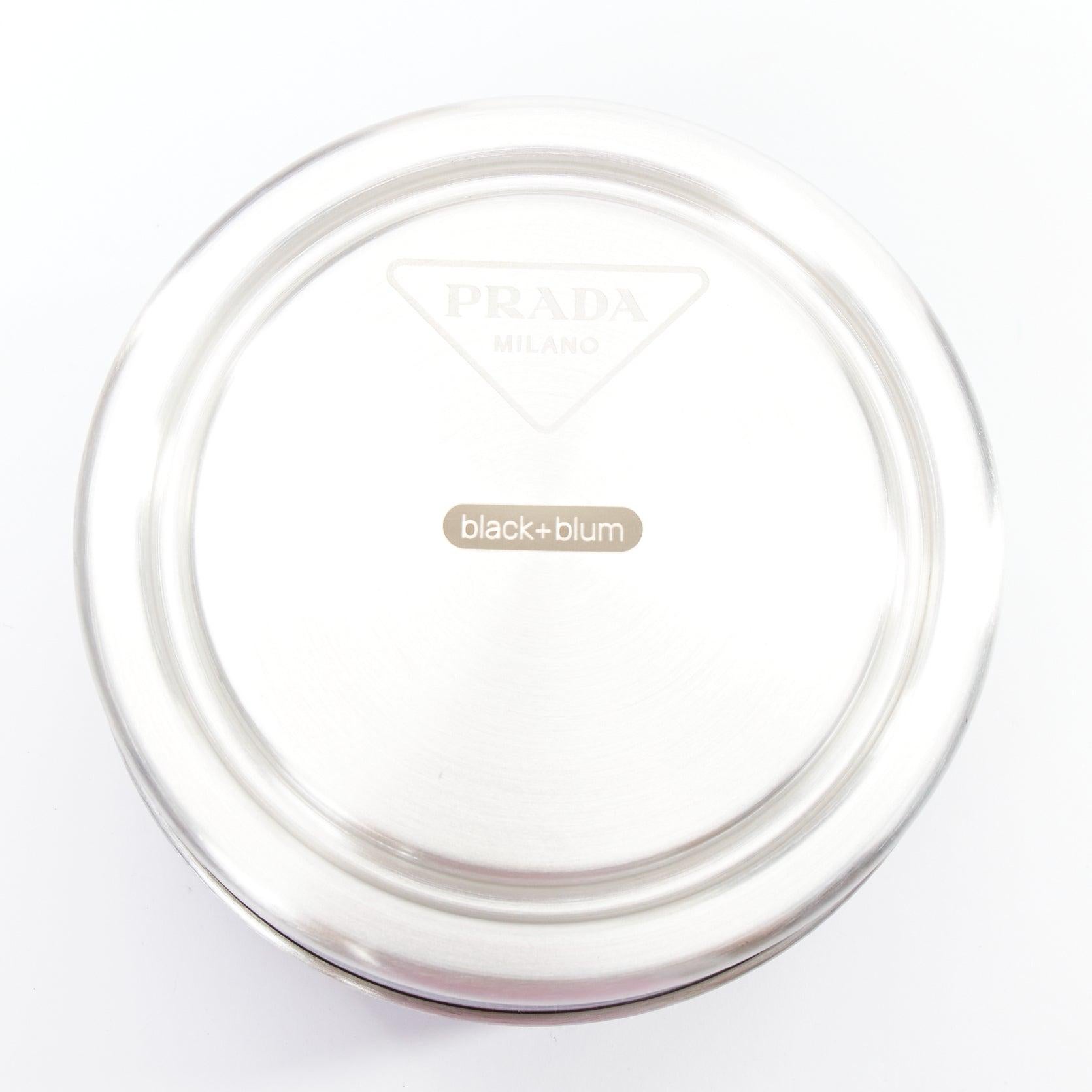 Grigio PRADA Black+Blum scatola da pranzo rotonda in vetro nero argento 750ml in vendita