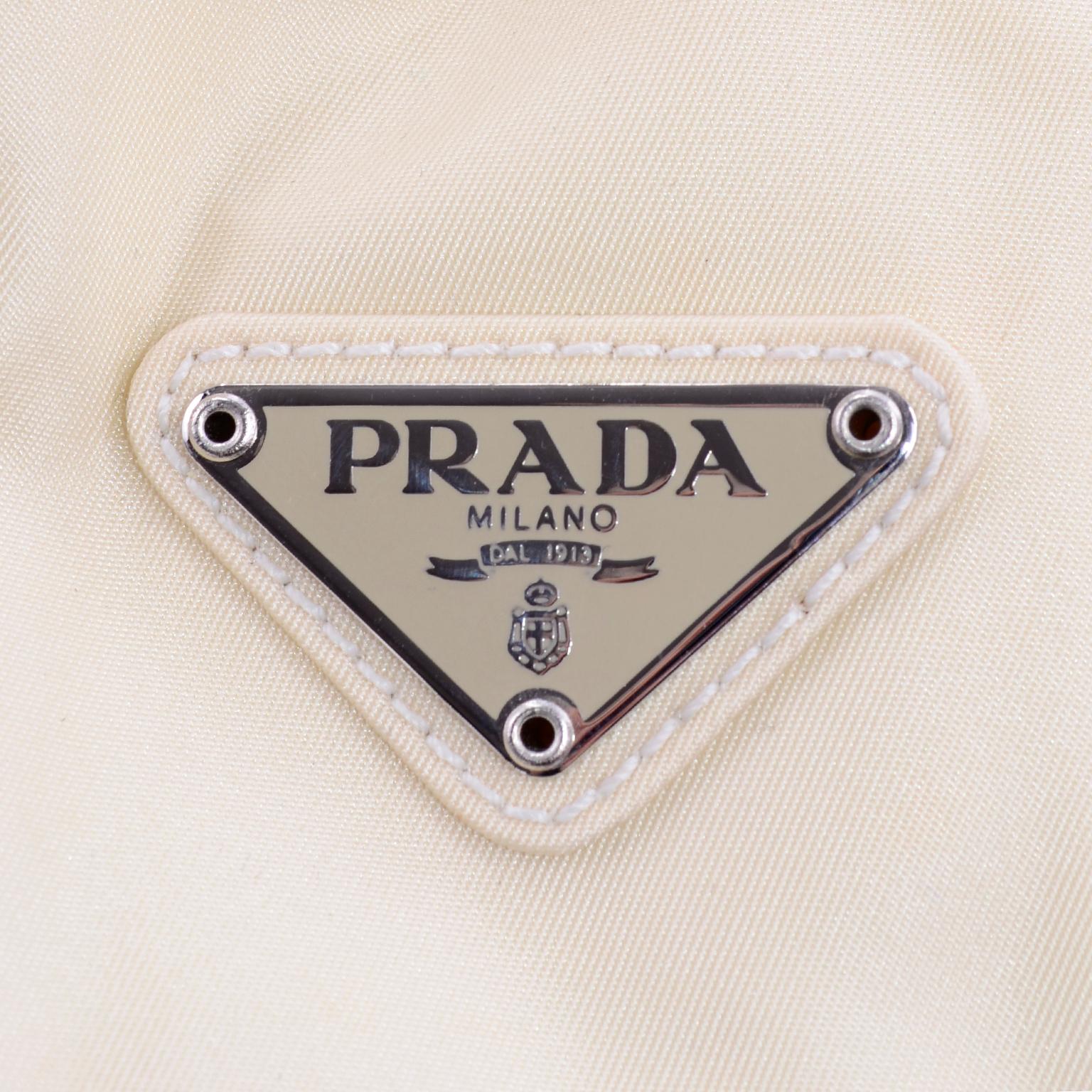 Prada Blonde Nylon Bag With Faux Tortoise Handles Shoulder Straps In Excellent Condition In Portland, OR