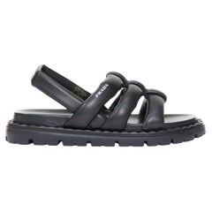 PRADA Blow black padded nappa leather strappy lug sole slingback sandals EU38.5