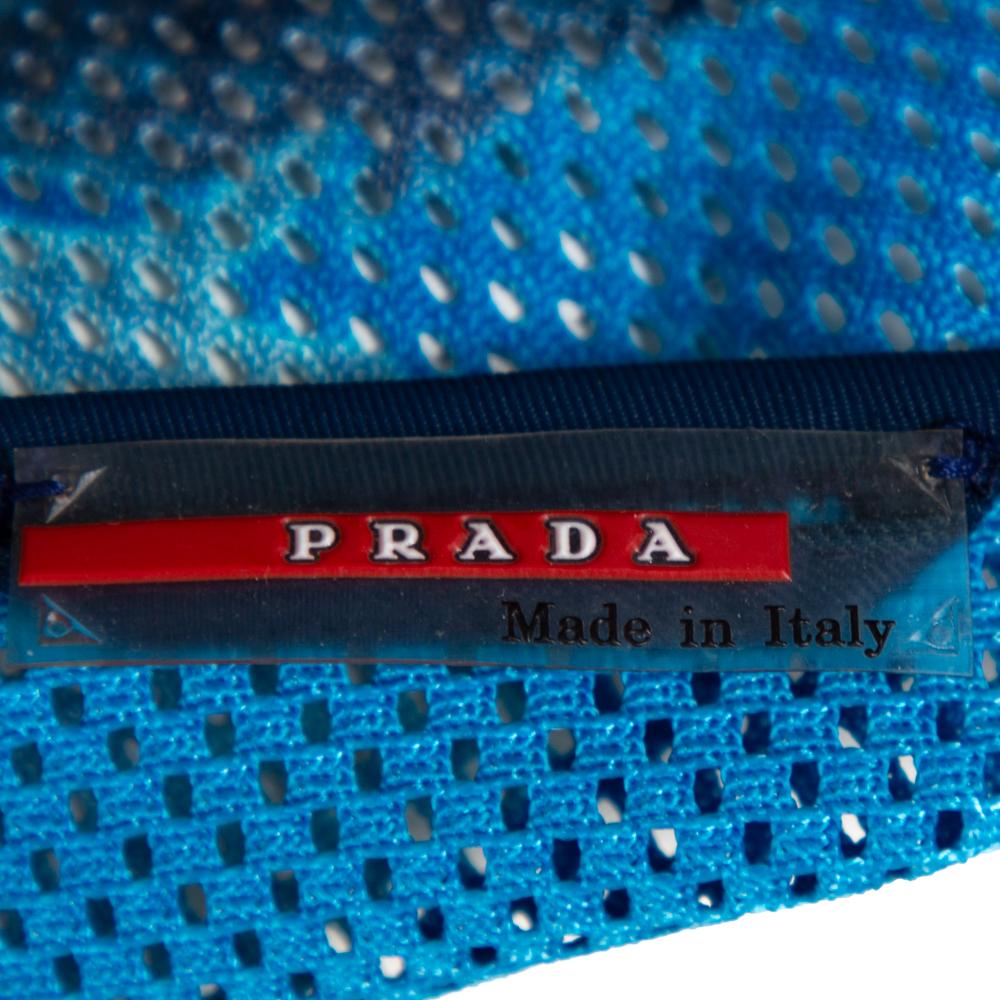 Prada Blue Abstract Print Perforated Zip Front Jacket L 1