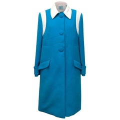 Prada Blue and White Coat - Size US 10