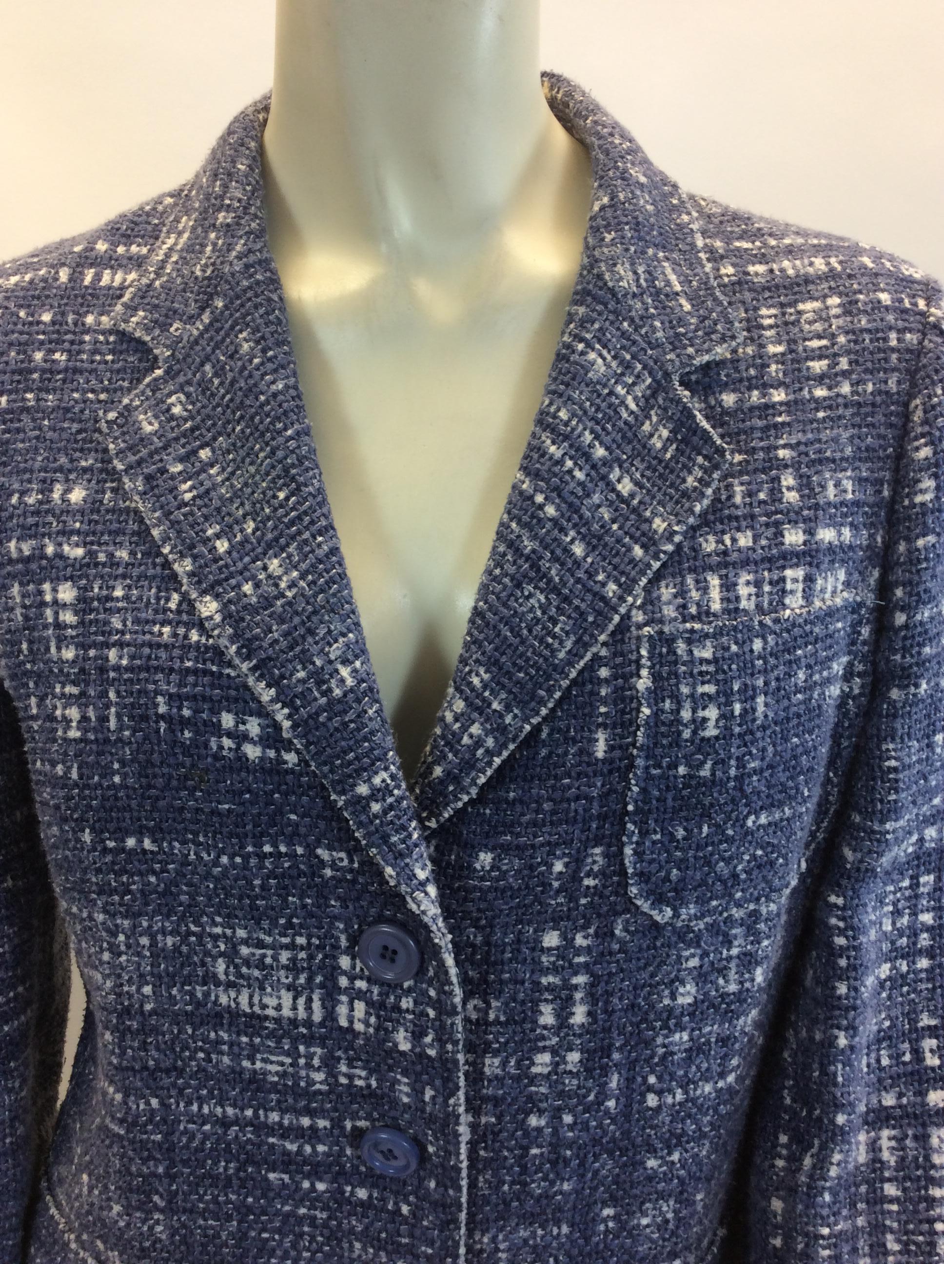 Prada Blue and White Tweed Jacket 1