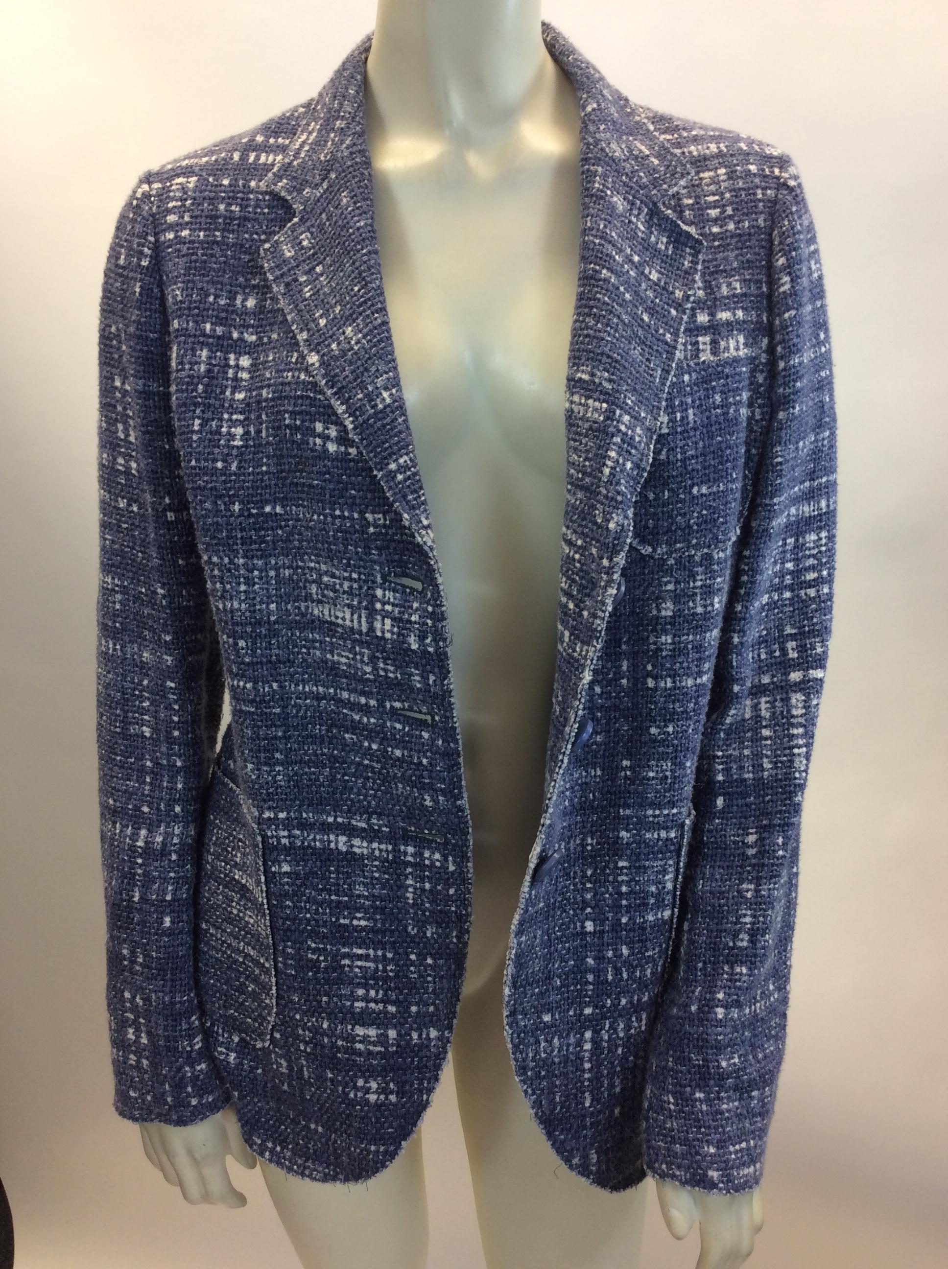 Prada Blue and White Tweed Jacket 2