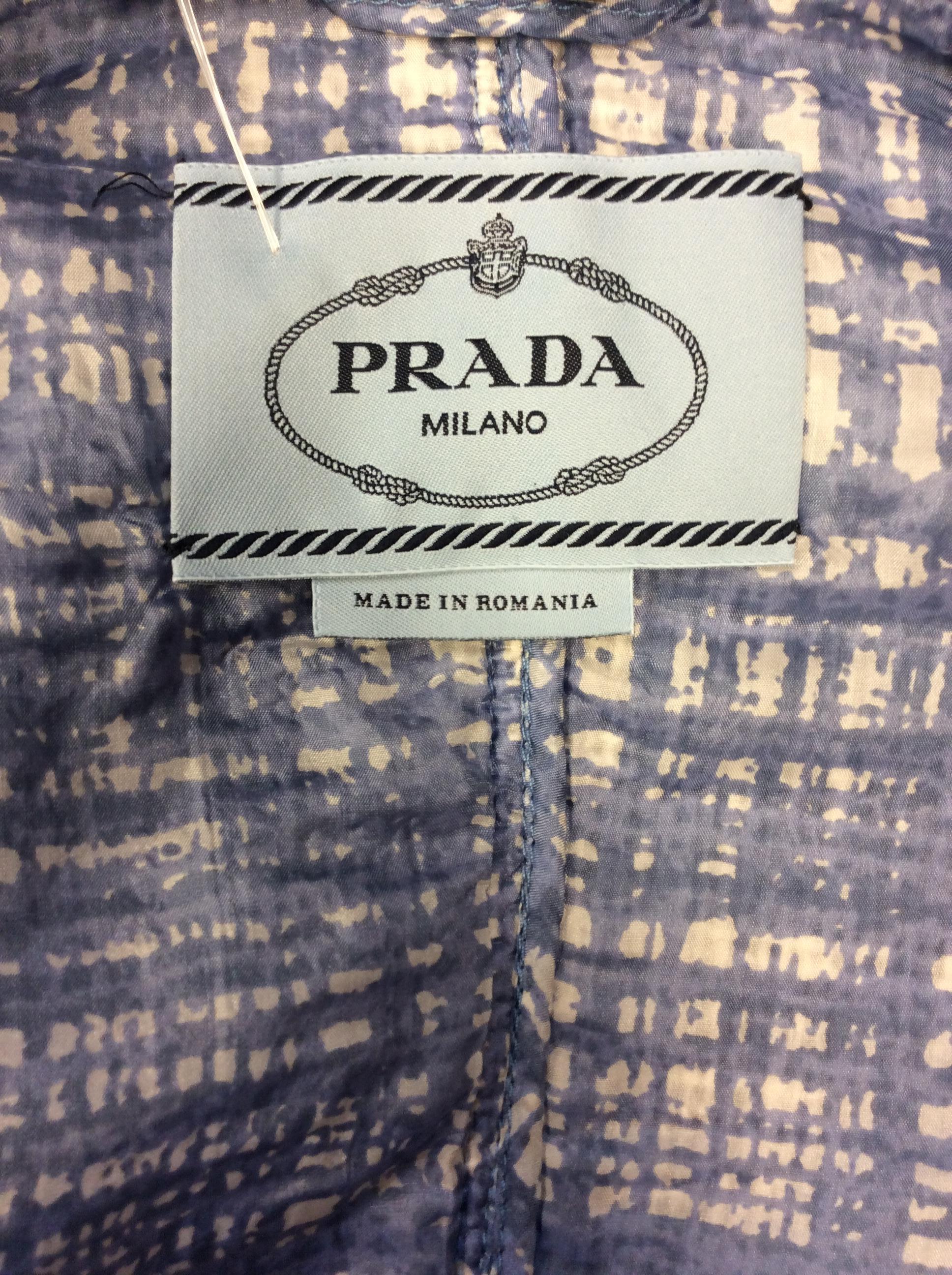 Prada Blue and White Tweed Jacket 3
