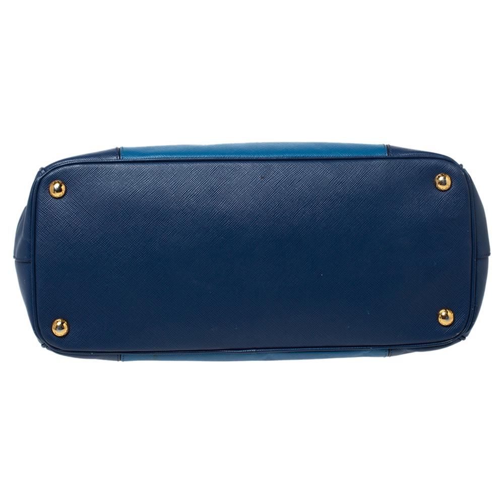 Prada Blau Bicolor Saffiano Lux Leder Medium Galleria Double Zip Tote 1