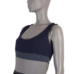 PRADA blue black grey viscose STRIPED KNIT Dress 42