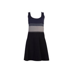 PRADA blue black grey viscose STRIPED KNIT Dress 42