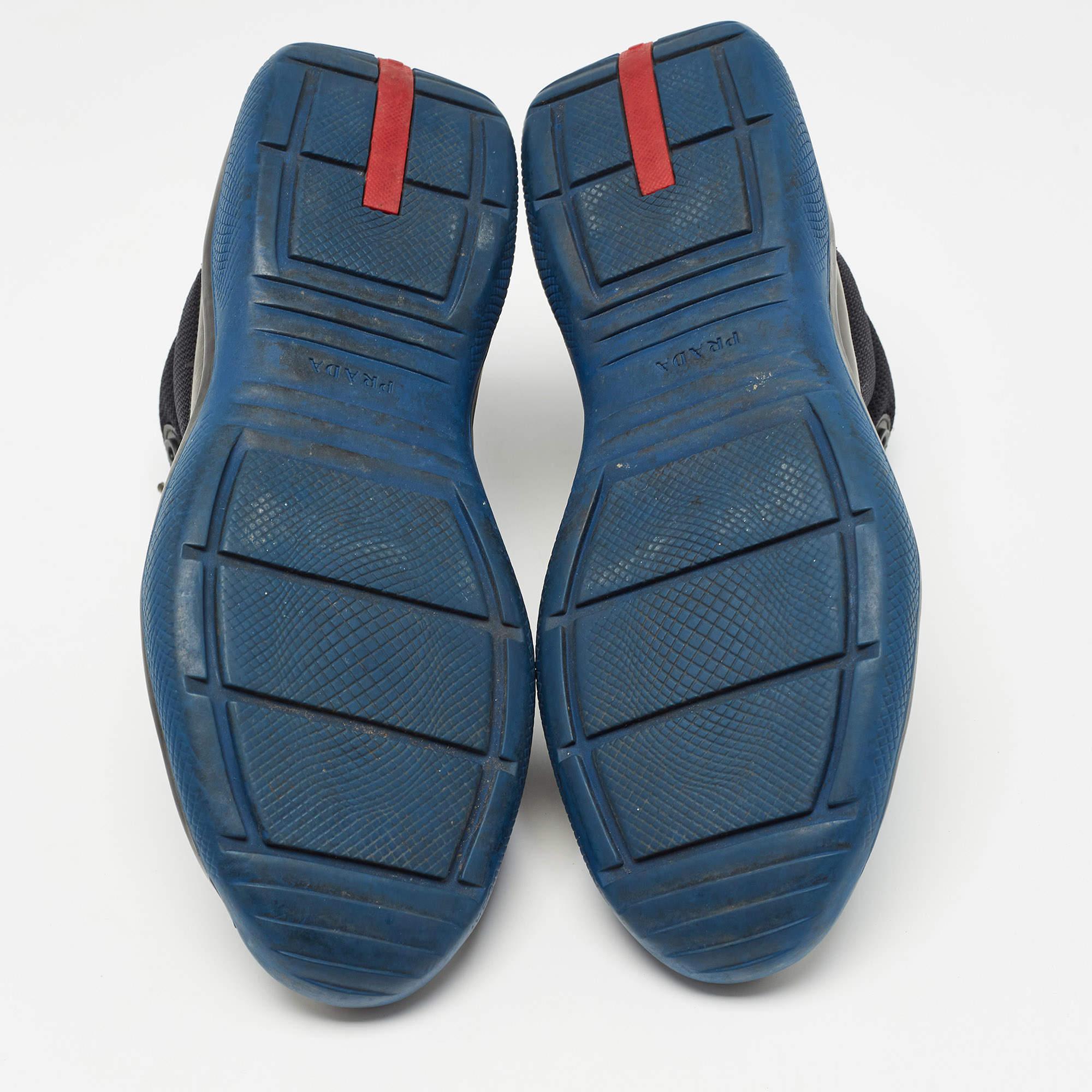 Prada Blue/Black Leather and Mesh Punta AlaSneakers Size 41 2