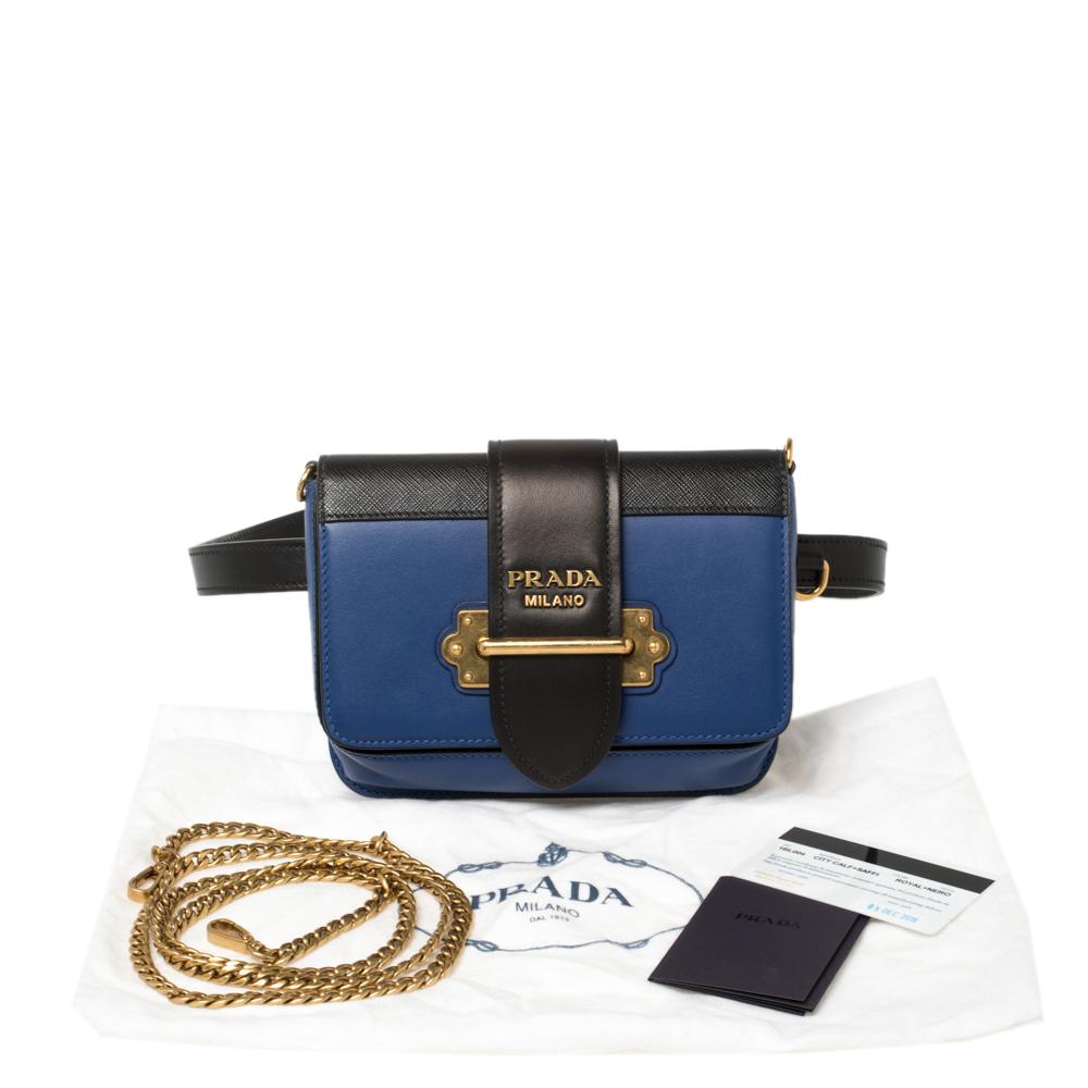 Prada Blue/Black Leather Cahier Belt Bag 6