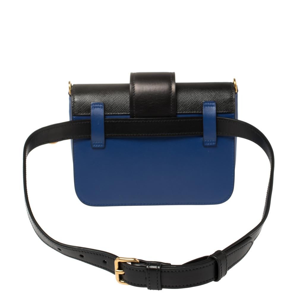 Purple Prada Blue/Black Leather Cahier Belt Bag