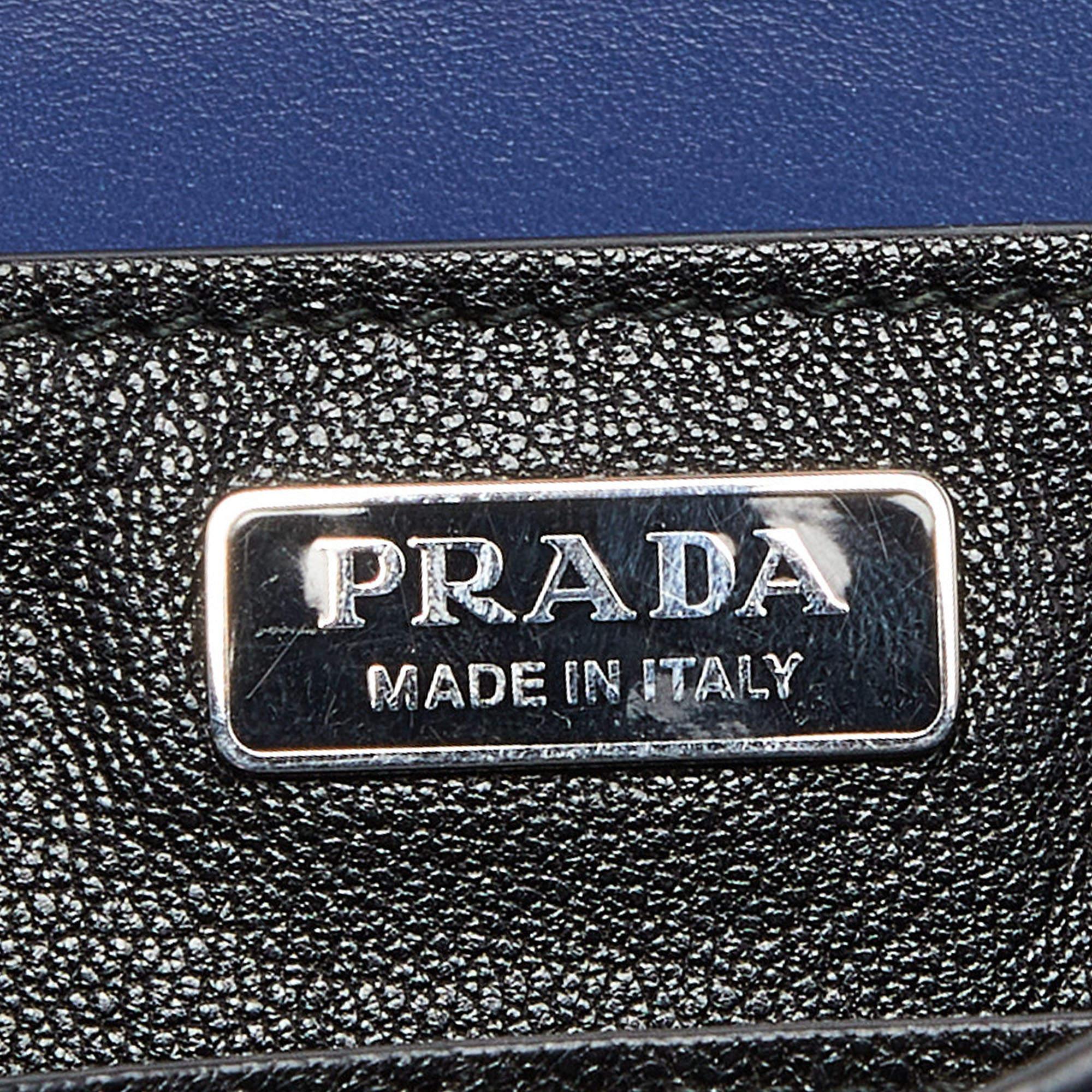 Prada Blue/Black Leather Cahier Studded Shoulder Bag 2