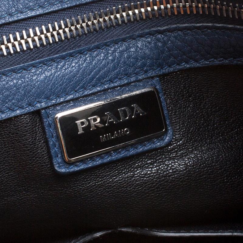 Prada Blue/Black Leather Tote 3