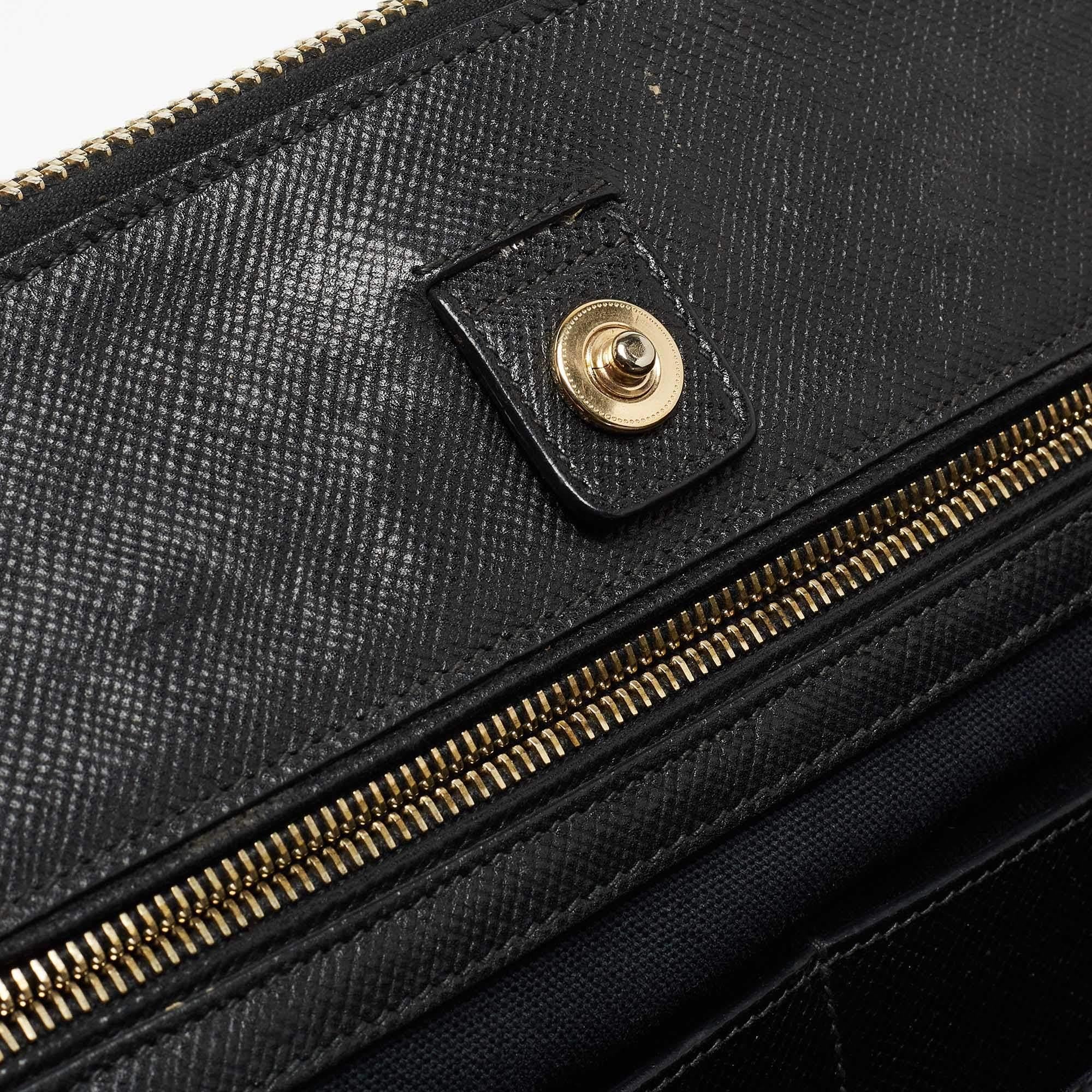 Prada Blue/Black Saffiano Leather Double Zip Satchel 15